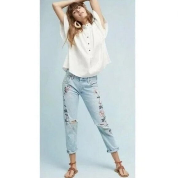 Citizens of Humanity Emerson Slim Jeans Embroidered Distressed Rock On Roses - Picture 3 of 16
